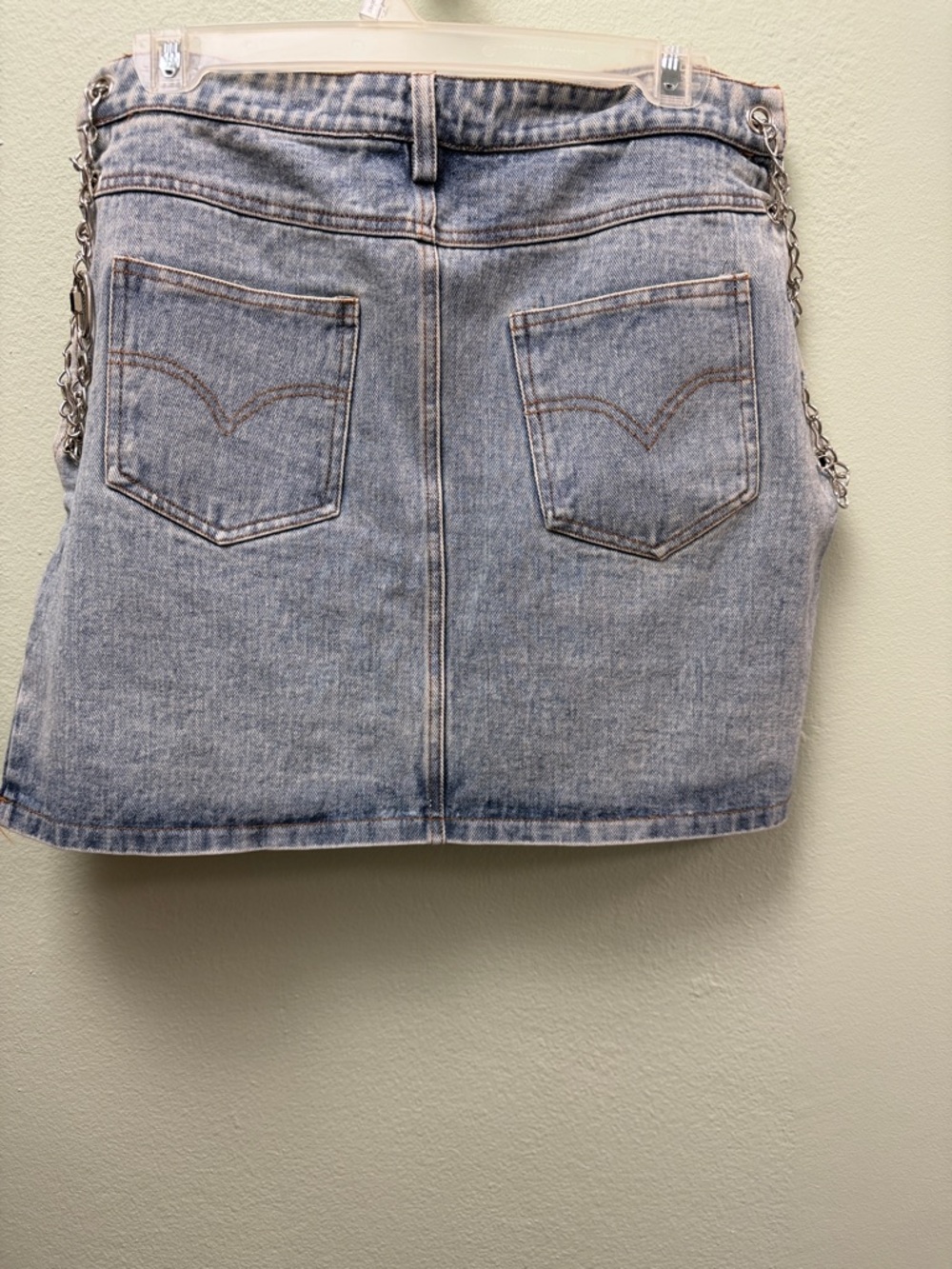 Michele Light Wash Denim Mini Skirt with Chain Trim - Picture 5 of 5